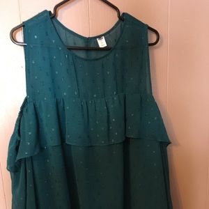 Old Navy Teal cold shoulder plus-size sheer double layer flowing dress up top